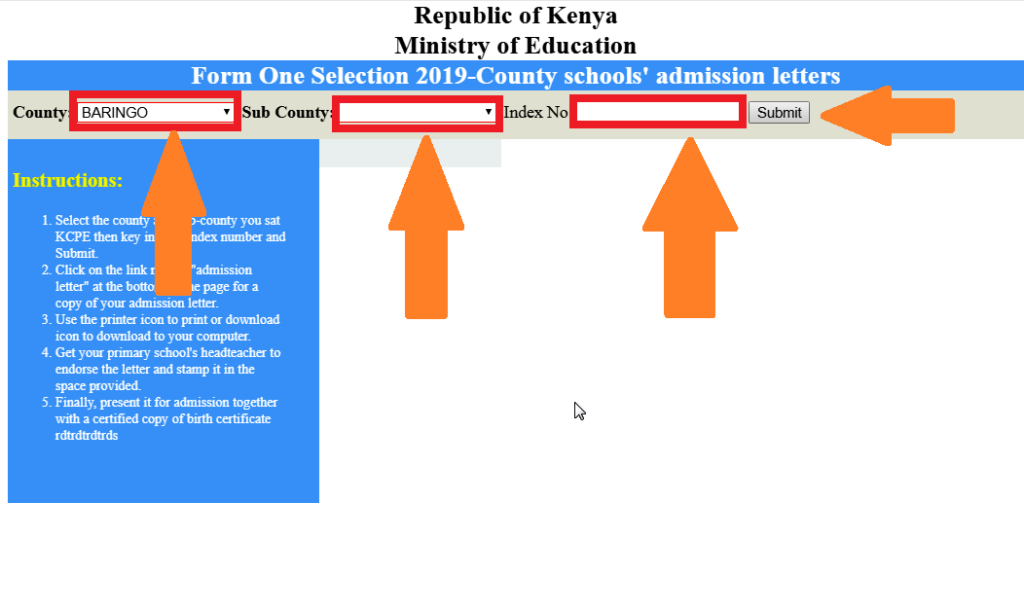 form one selection 2019 kenya