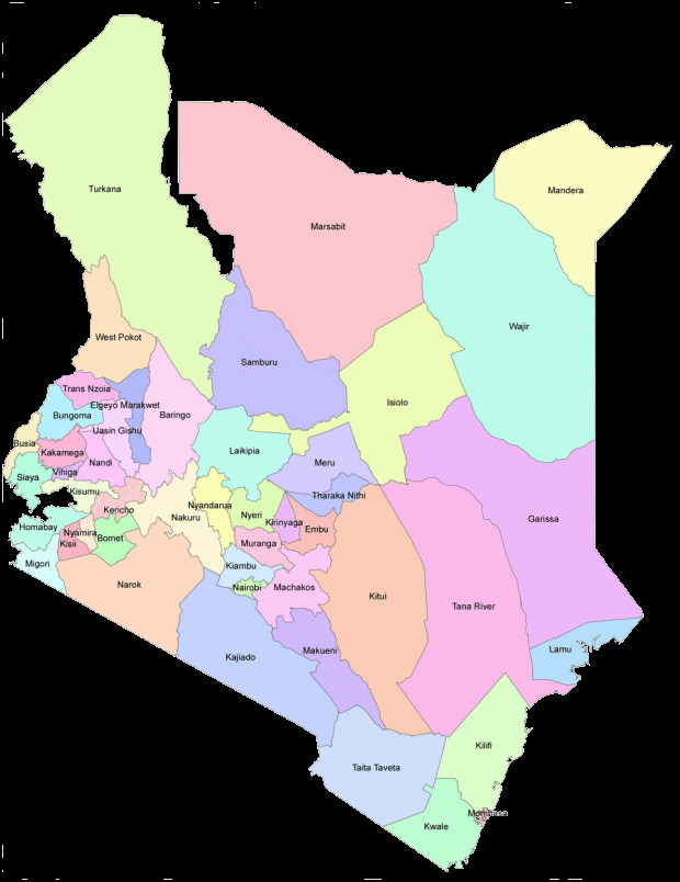Map of Kenya Counties 